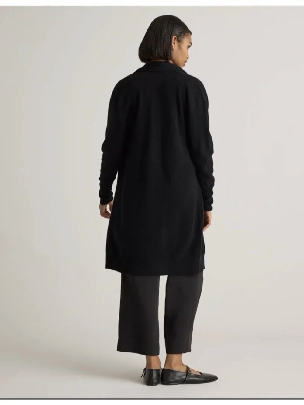 Quince Mongolian Cashmere Duster Cardigan Sweater Black Size M - Picture 6 of 16